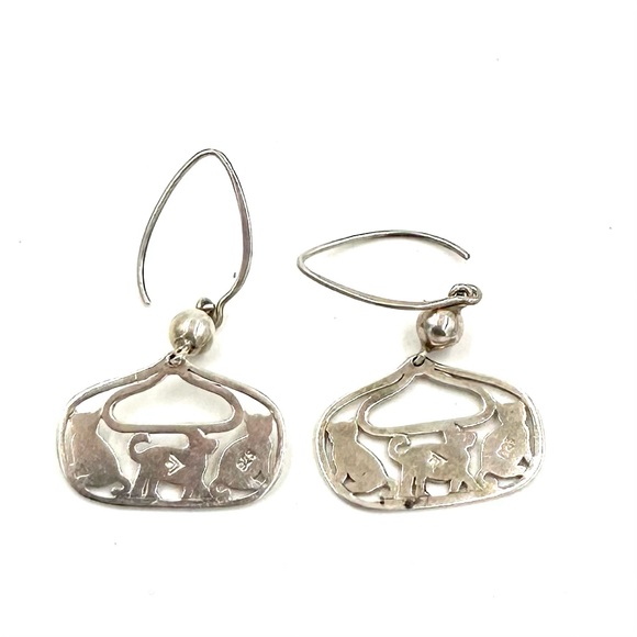 Silpada Sterling Silver Cat & Dog Earrings Retired W2050 - Picture 5 of 8